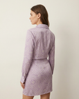 Robe Chemise Femme Courte Imprimée Violet à Rayures Graphiques, Chic et Tendance vue 6