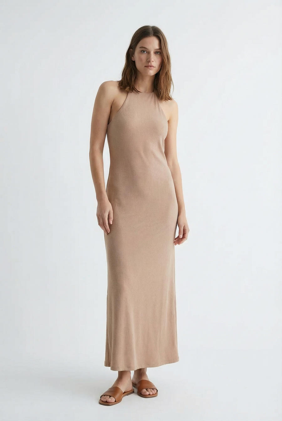 Robe Halter Beige Moulante