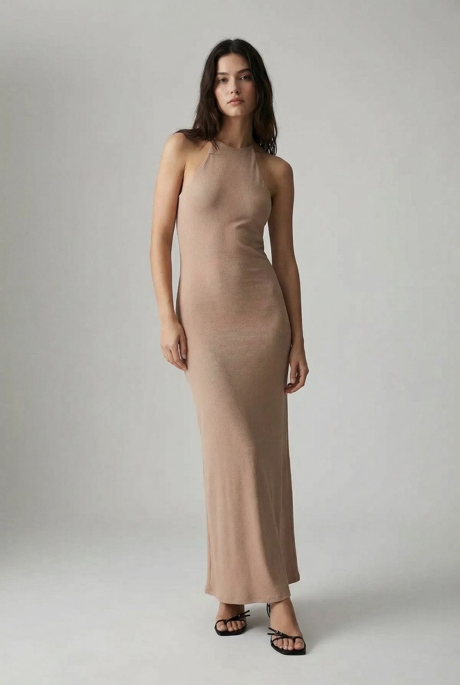 Robe Halter Beige Moulante