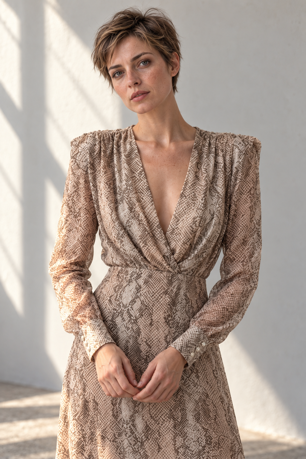Robe Imprimé Animal Python Manches Longues détail du produit