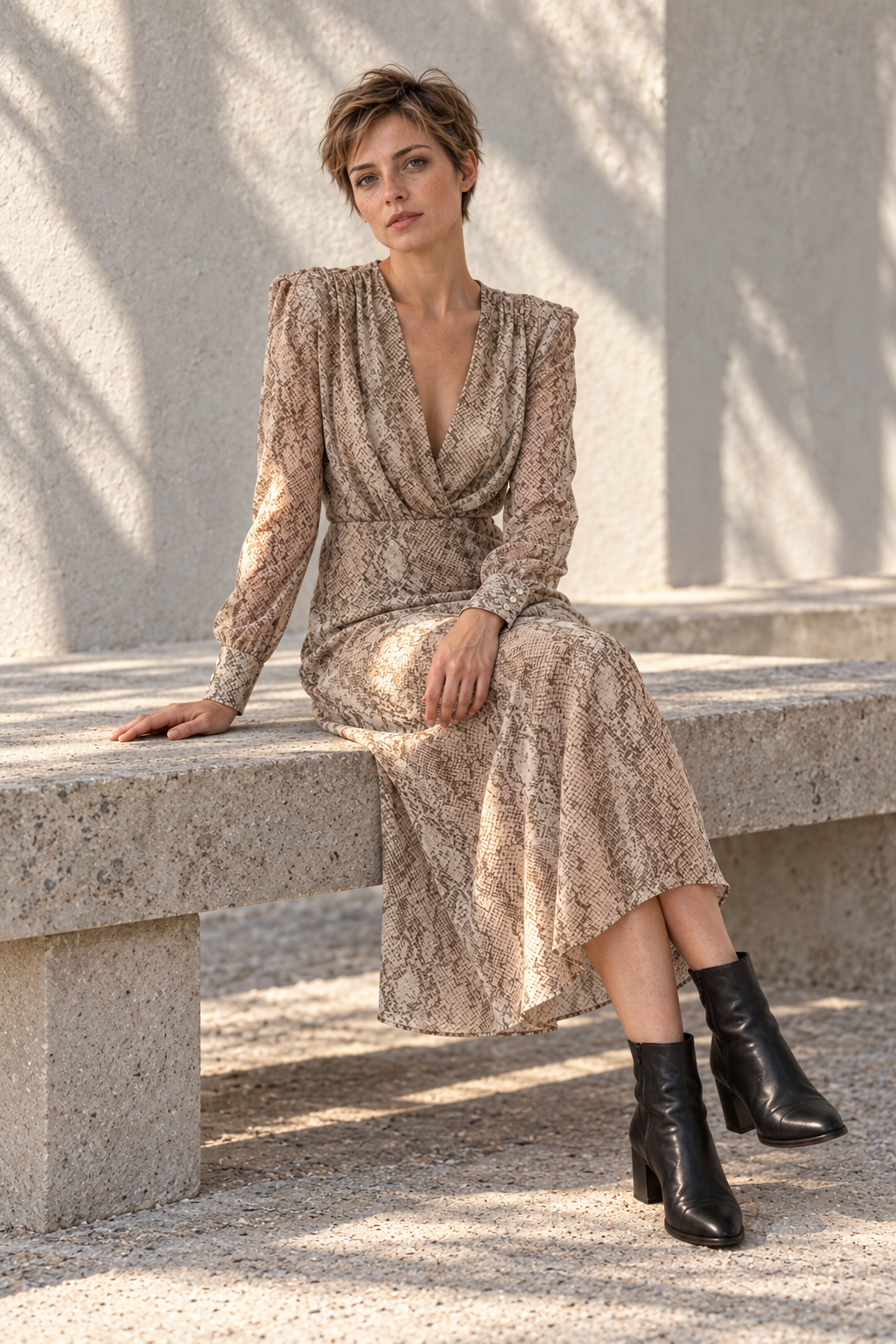 Robe Imprimé Animal Python Manches Longues vue portée
