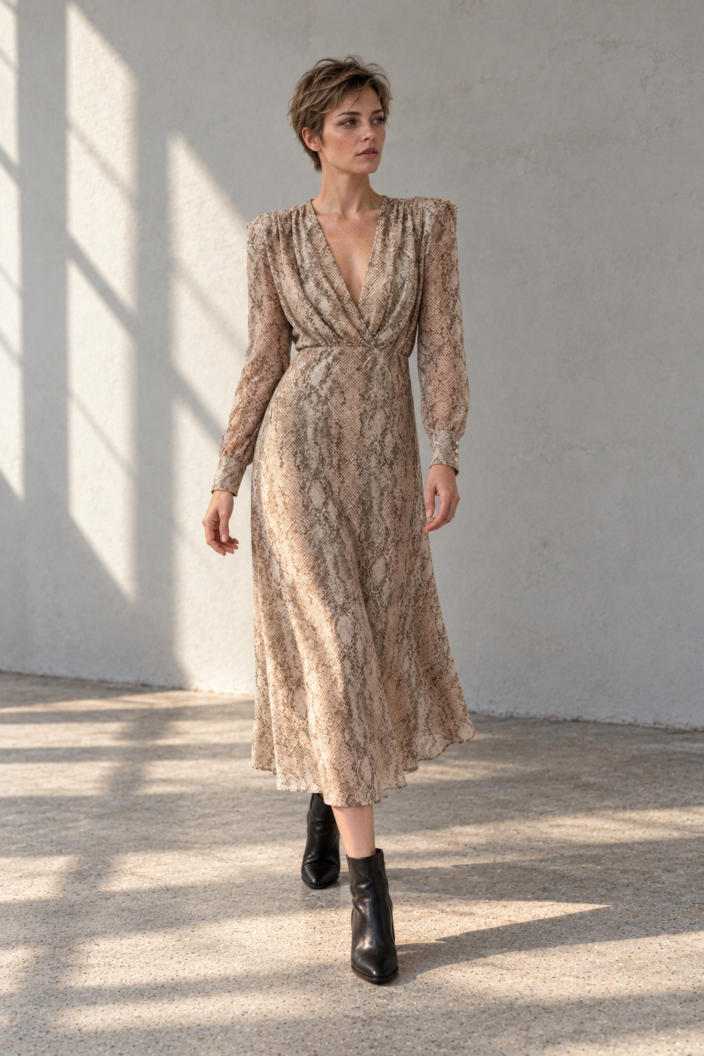 Robe Imprimé Animal Python Manches Longues look complet