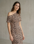 Robe Léopard Longue Imprimé Animal vue de profil