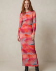 Robe Moulante Tie-Dye À Manches Longues, Dos Nu