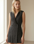 Robe Smoking Scintillante grise Sans Manches