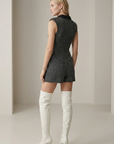 Robe Smoking Scintillante grise Sans Manches