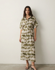 Robe chemise tie-dye kaki et blanc