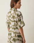 Robe chemise tie-dye kaki et blanc