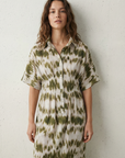 Robe chemise tie-dye kaki et blanc