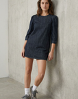 Robe en denim à manches bouffantes