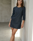 Robe en denim à manches bouffantes