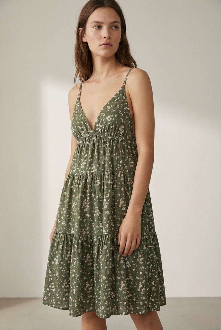 Robe fluide en viscose à bretelles fines
