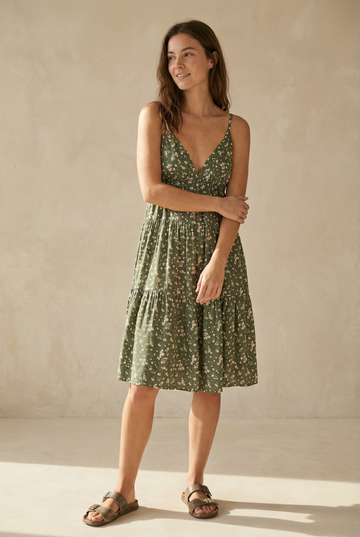 Robe fluide en viscose à bretelles fines