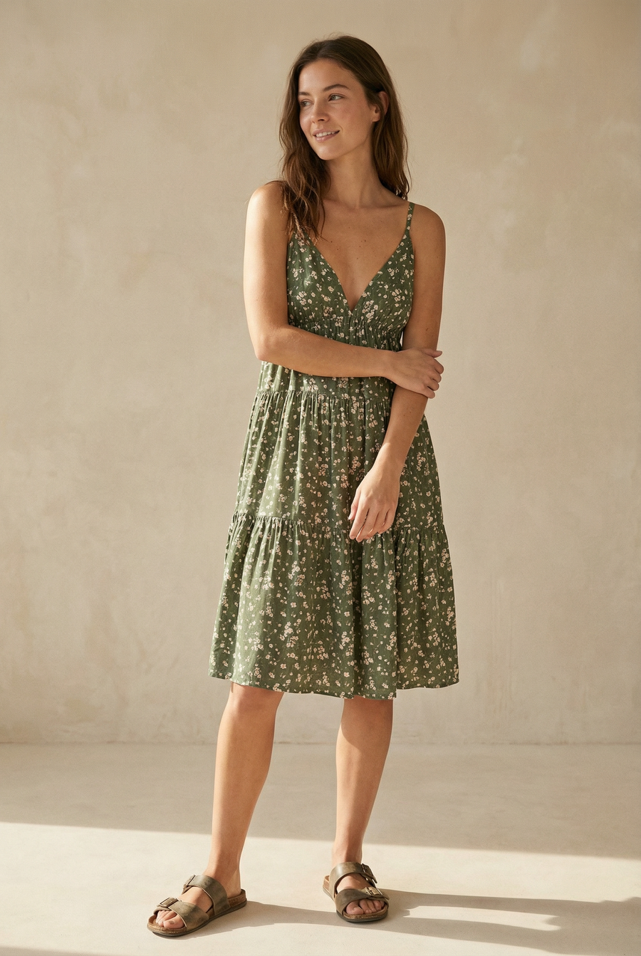 Robe fluide en viscose à bretelles fines