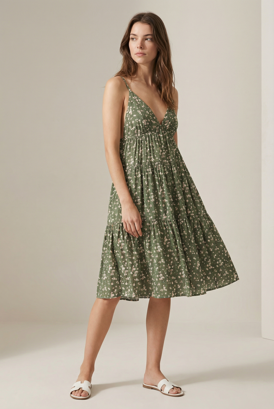 Robe fluide en viscose à bretelles fines