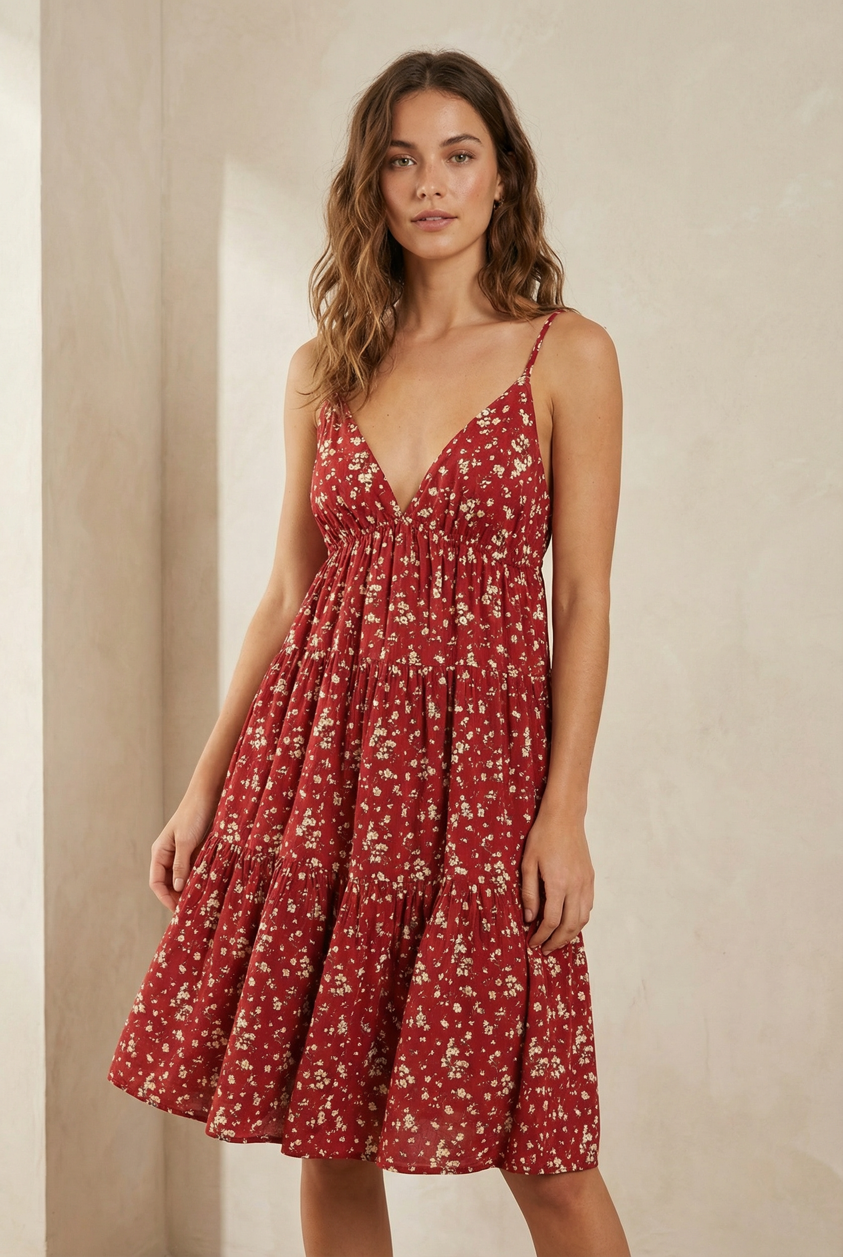 Robe fluide en viscose à bretelles fines