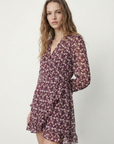 Robe fluide fleurie – Coupe élégante à volants – Manches longues