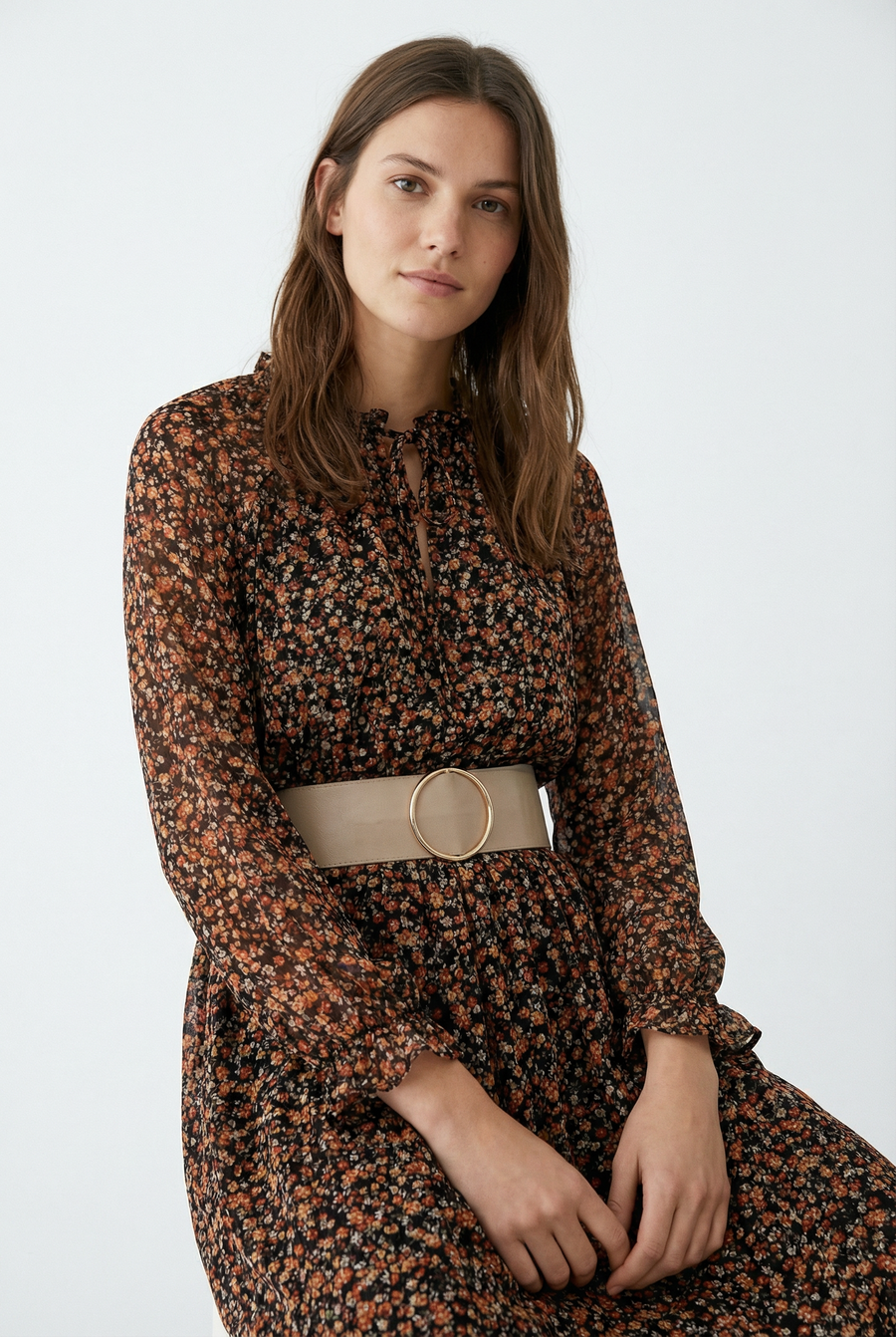 Robe longue fleurie coupe ample