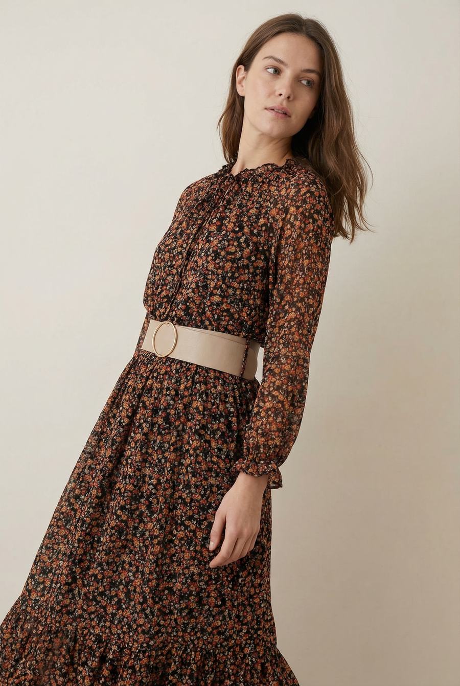 Robe longue fleurie coupe ample
