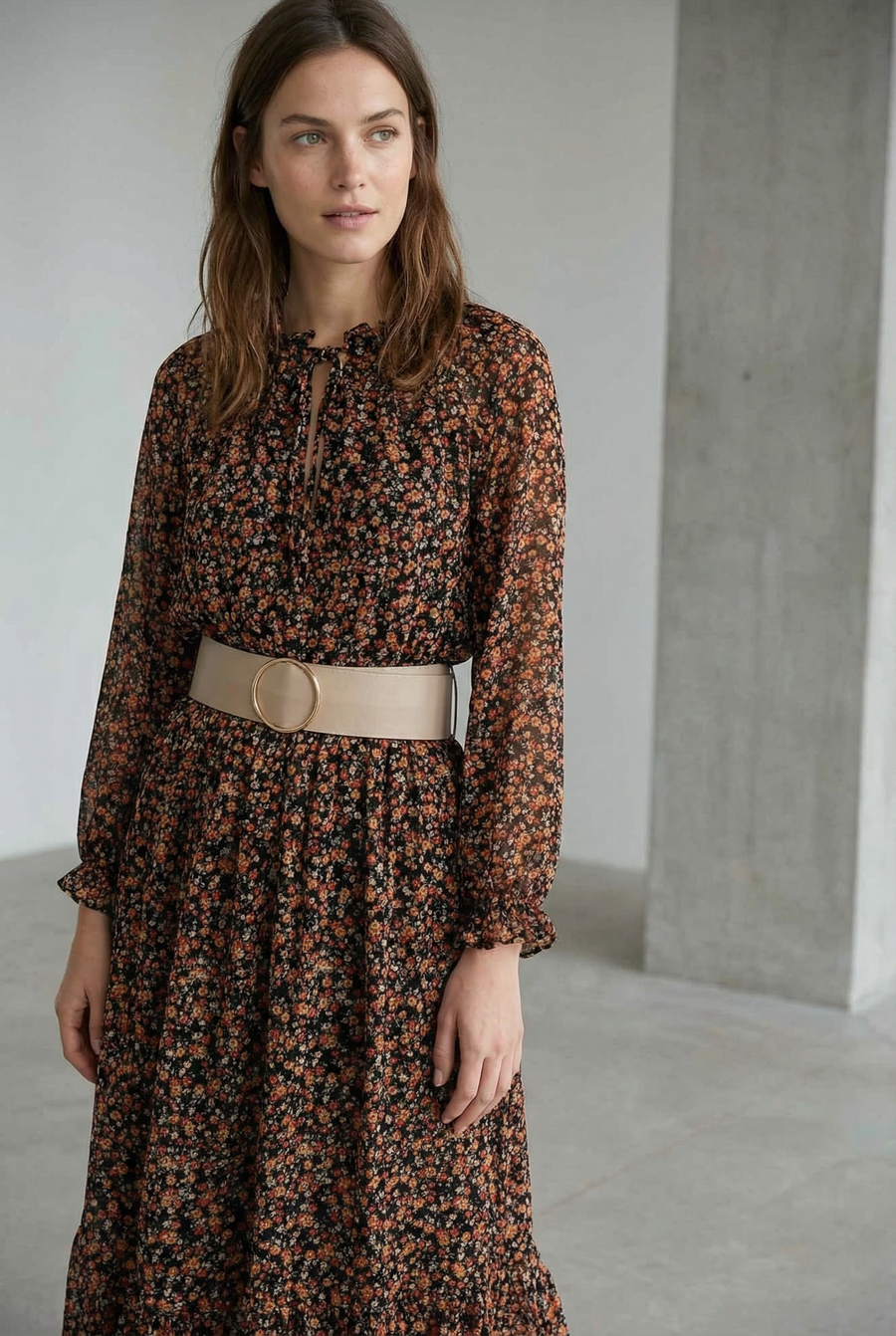 Robe longue fleurie coupe ample