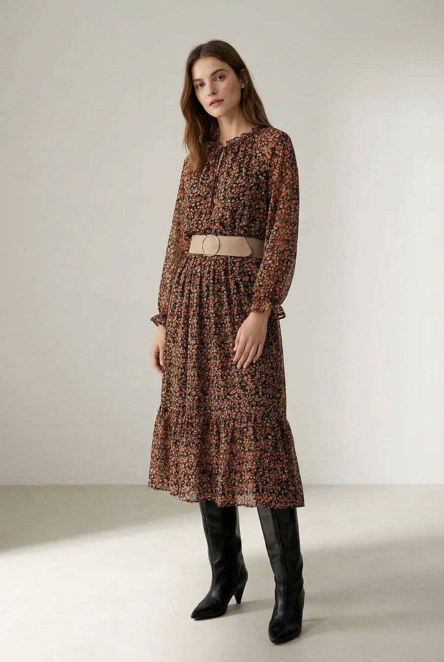 Robe longue fleurie coupe ample
