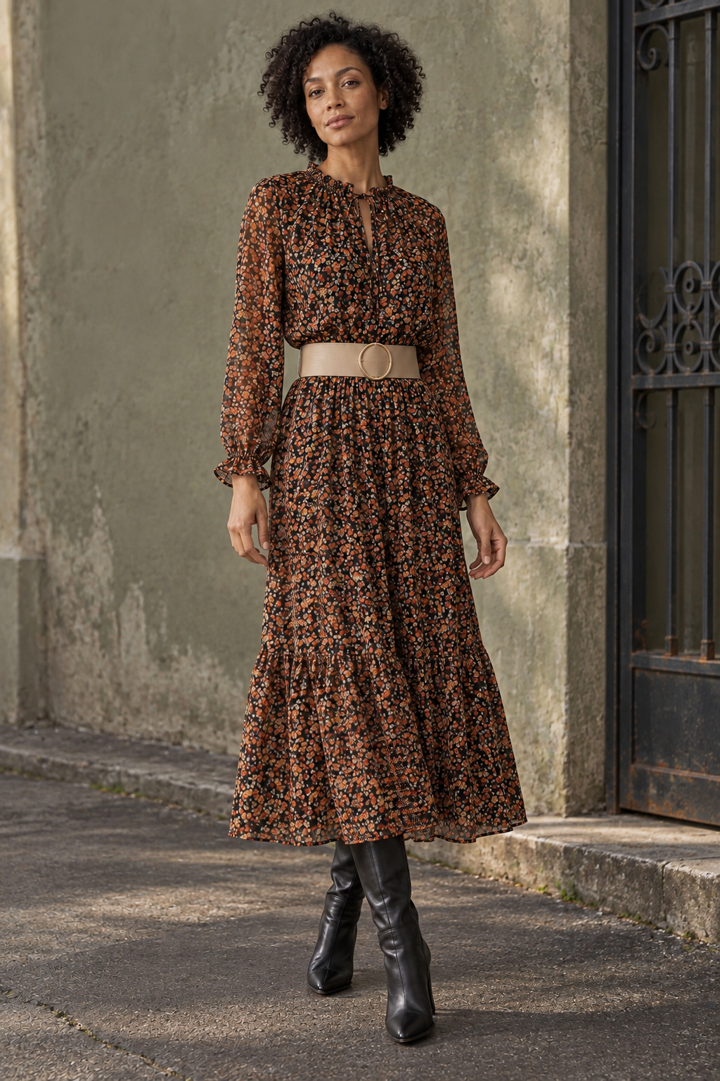 Robe longue fleurie coupe ample vue 6
