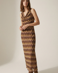 Robe longue fluide – Coupe sans manches col V – Polyester extensible
