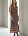 Robe longue fluide – Coupe sans manches col V – Polyester extensible