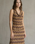 Robe longue fluide – Coupe sans manches col V – Polyester extensible