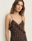 Long brown polka dot dress – Chic and flowing for summer