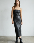 Robe longue noire en simili cuir vue principale