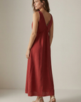 Robe midi fluide brodée – Coupe élégante – Viscose