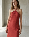 Robe midi halter fluide en viscose