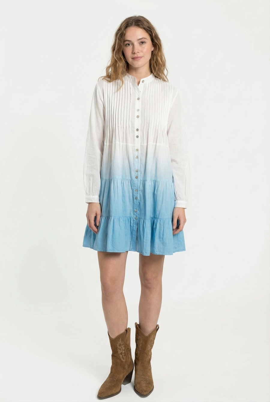 Robe tie-dye en coton femme – Manches longues