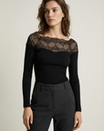 T-shirt dentelle Manches longues