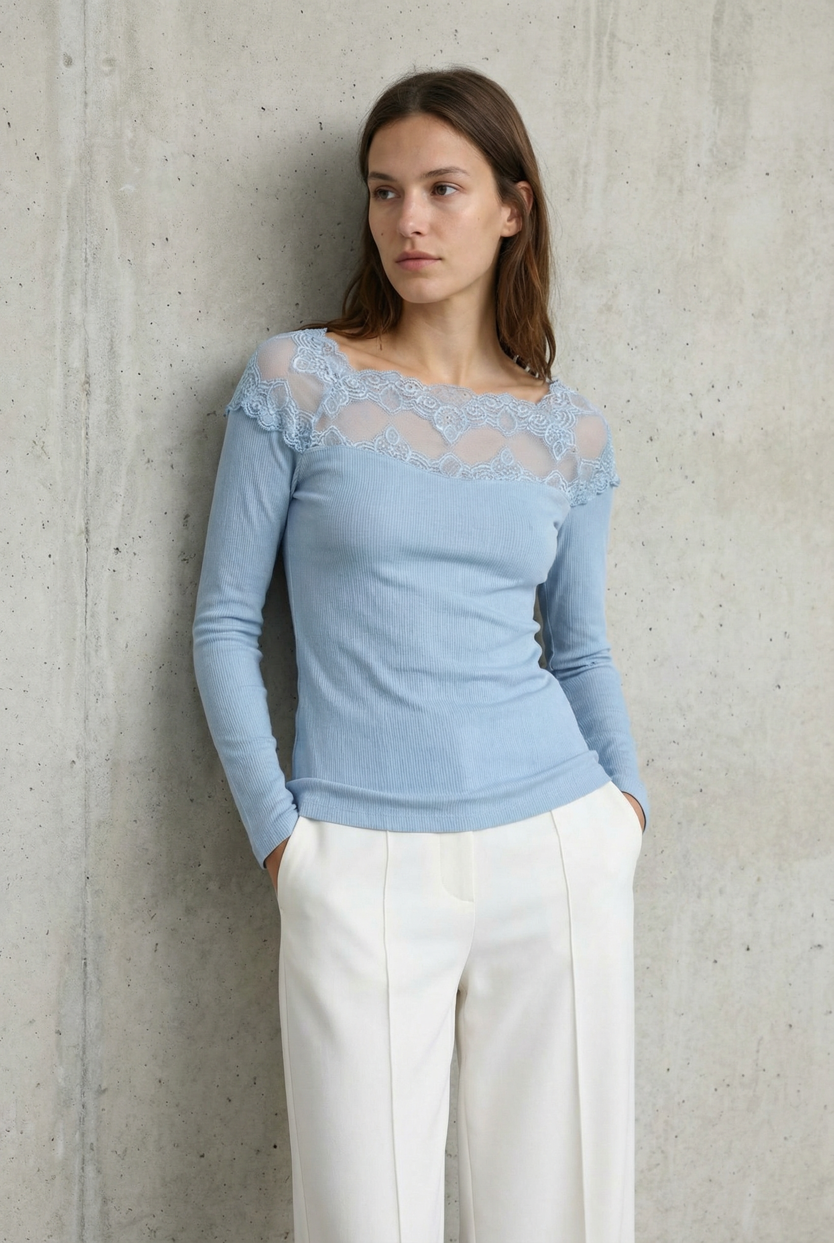 T-shirt dentelle Manches longues