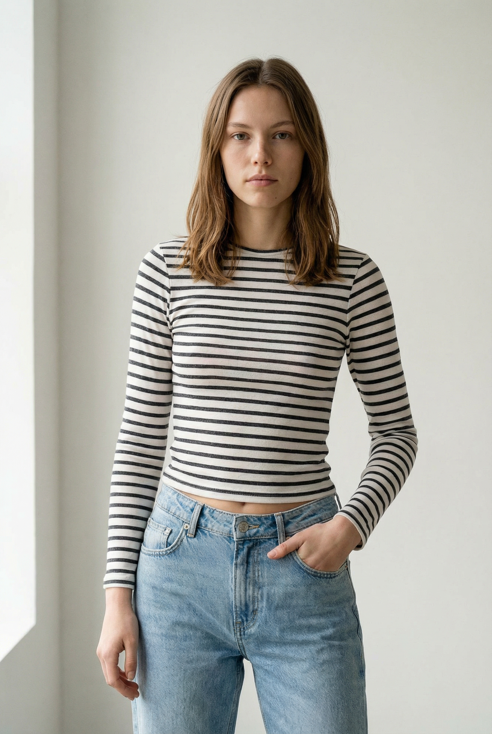 T-shirt marinière noir et blanc