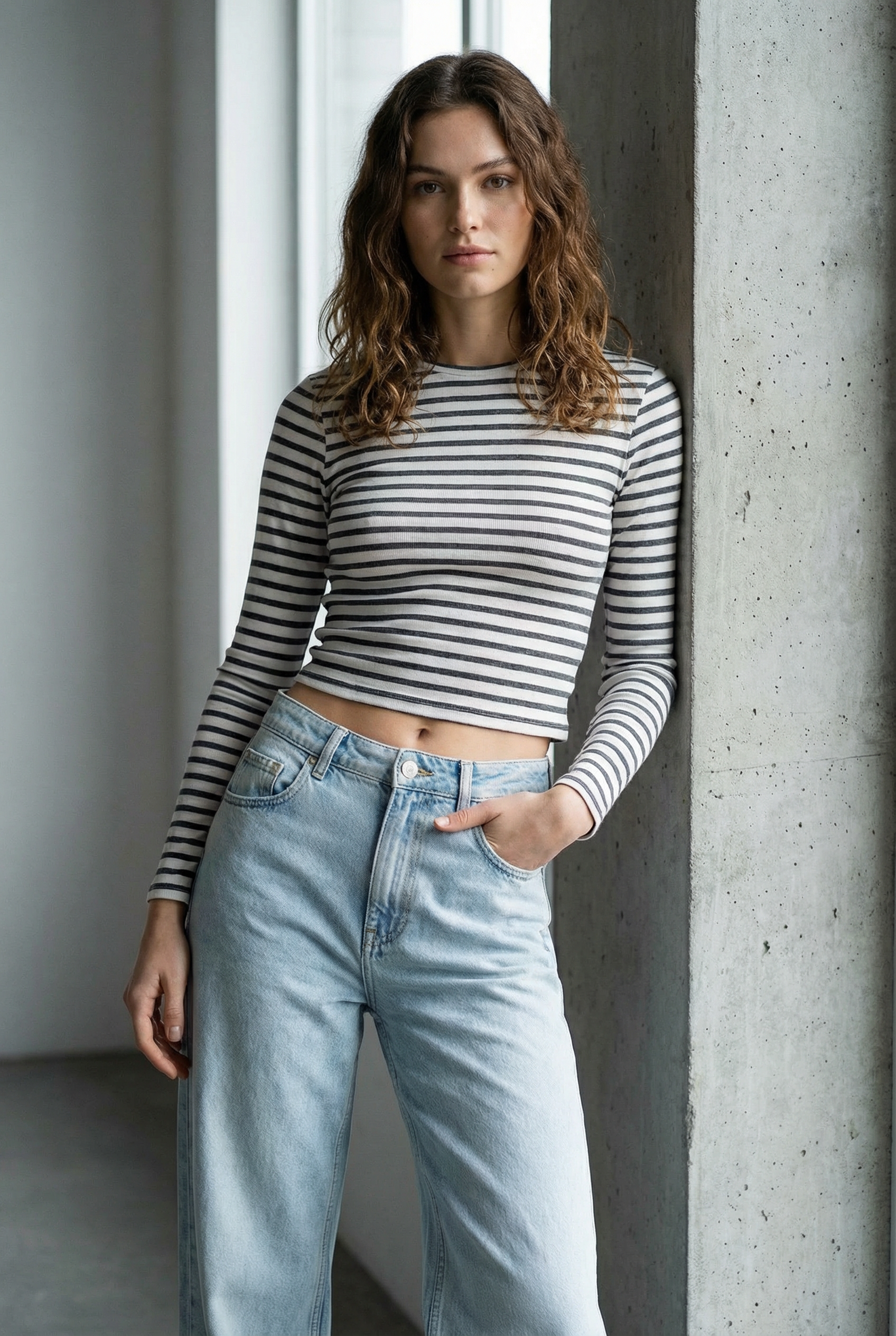 T-shirt marinière noir et blanc
