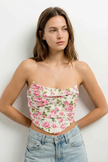 Top Bustier Fleuri À Roses Inspiré Du Corset