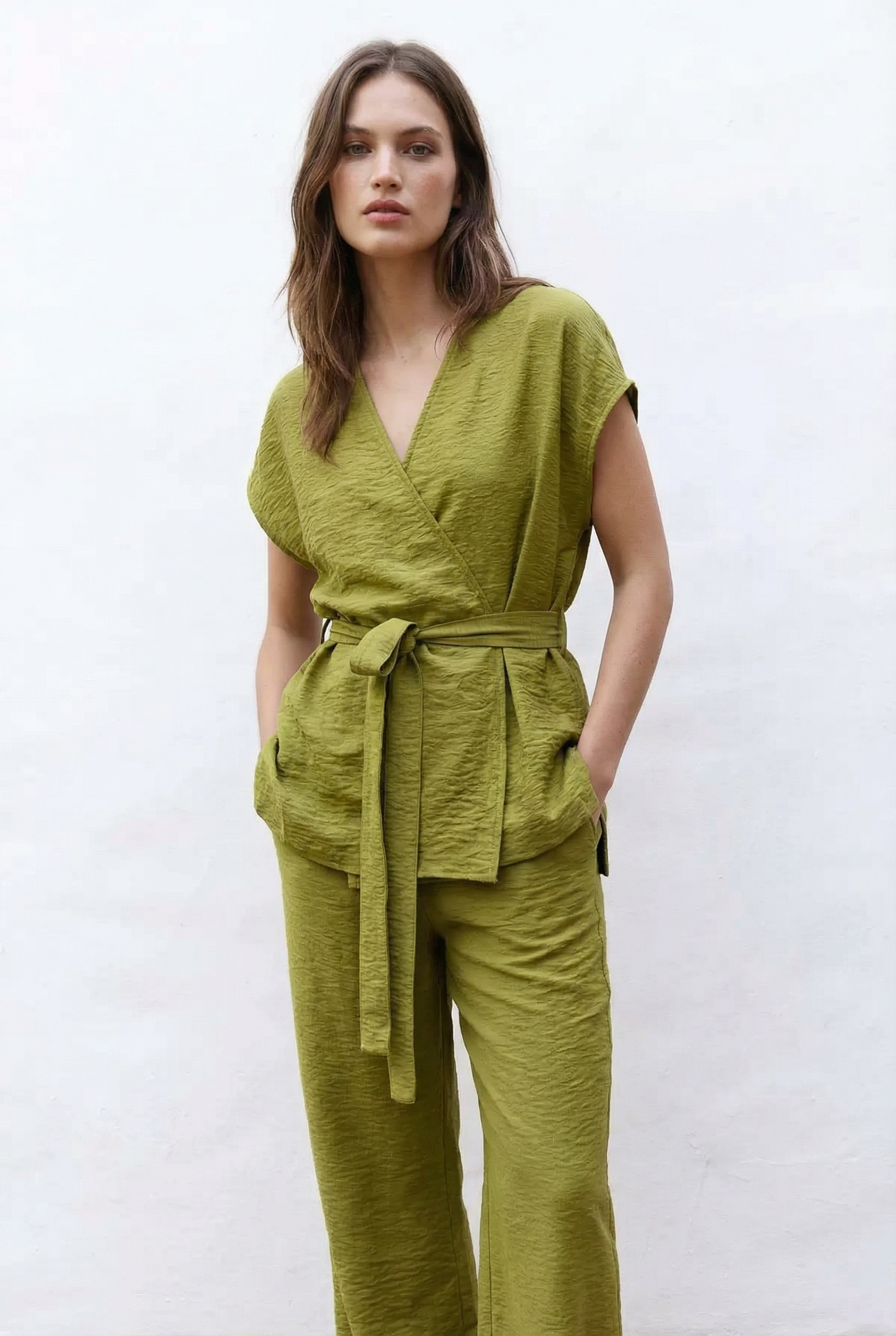 Top Kimono Croisé Vert Olive