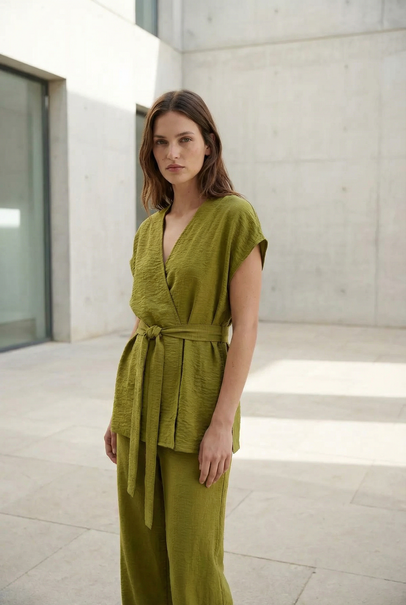 Top Kimono Croisé Vert Olive