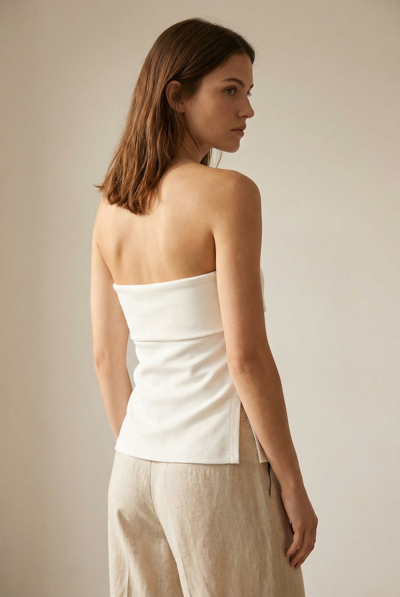 Top bustier white peplum