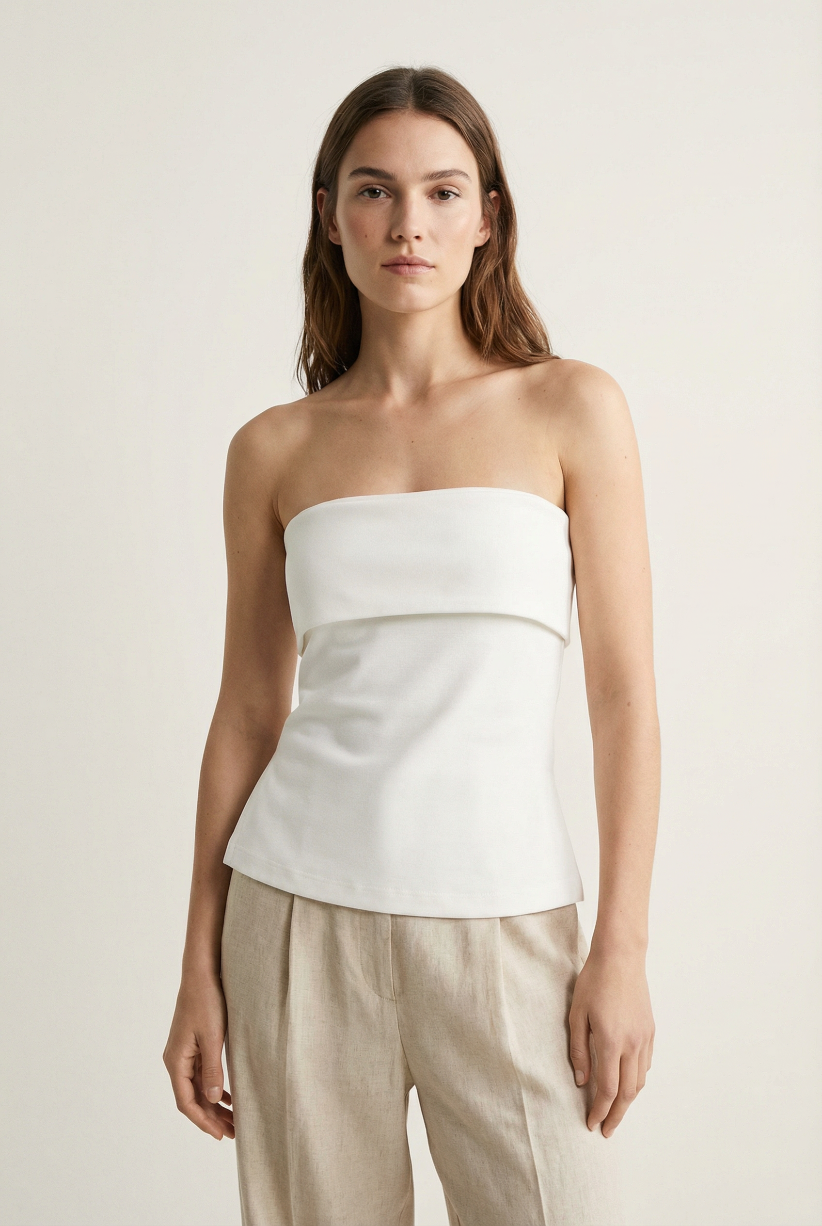 Top bustier white peplum