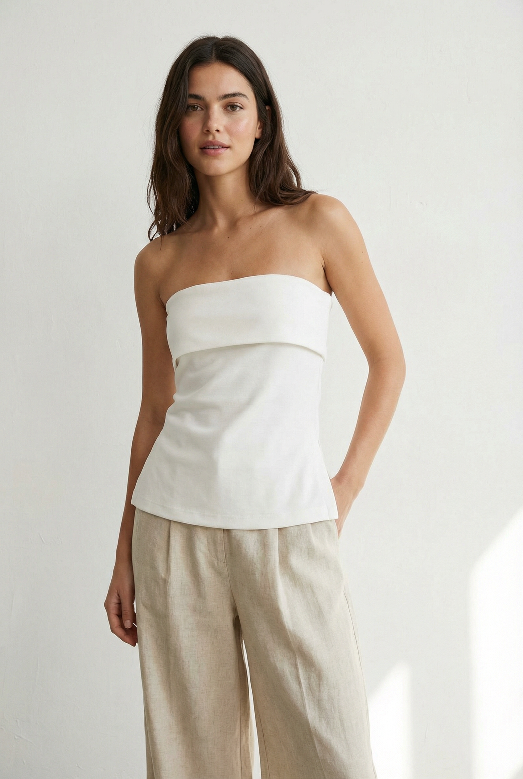 Top bustier white peplum