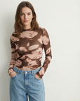 Top en tulle imprimé marron