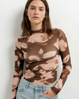 Top en tulle imprimé marron