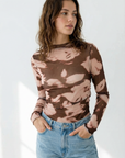 Top en tulle imprimé marron