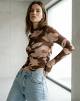 Top en tulle imprimé marron
