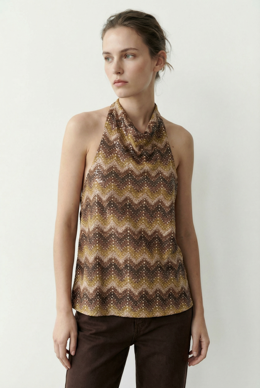 Top halter imprimé femme