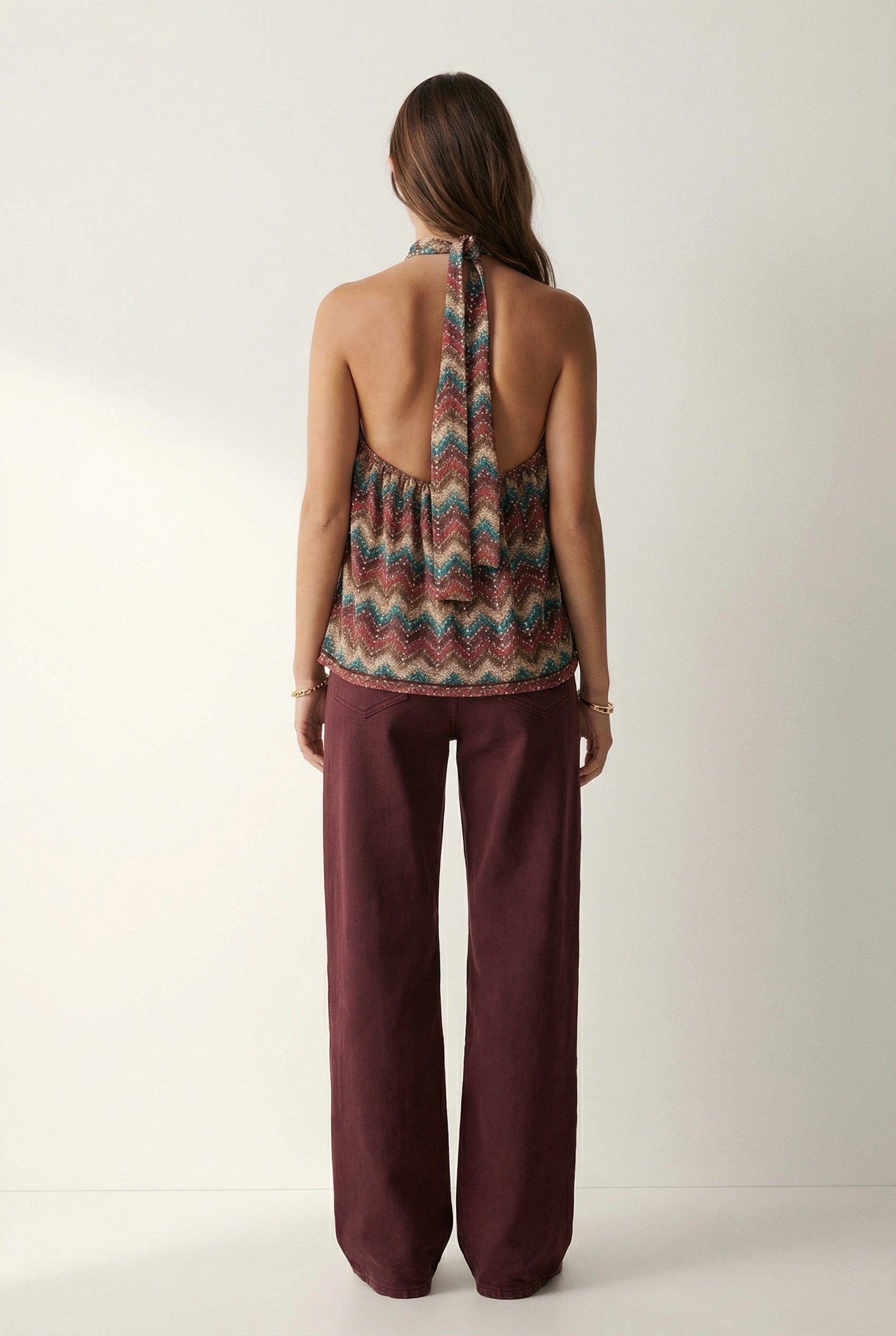 Top halter imprimé femme